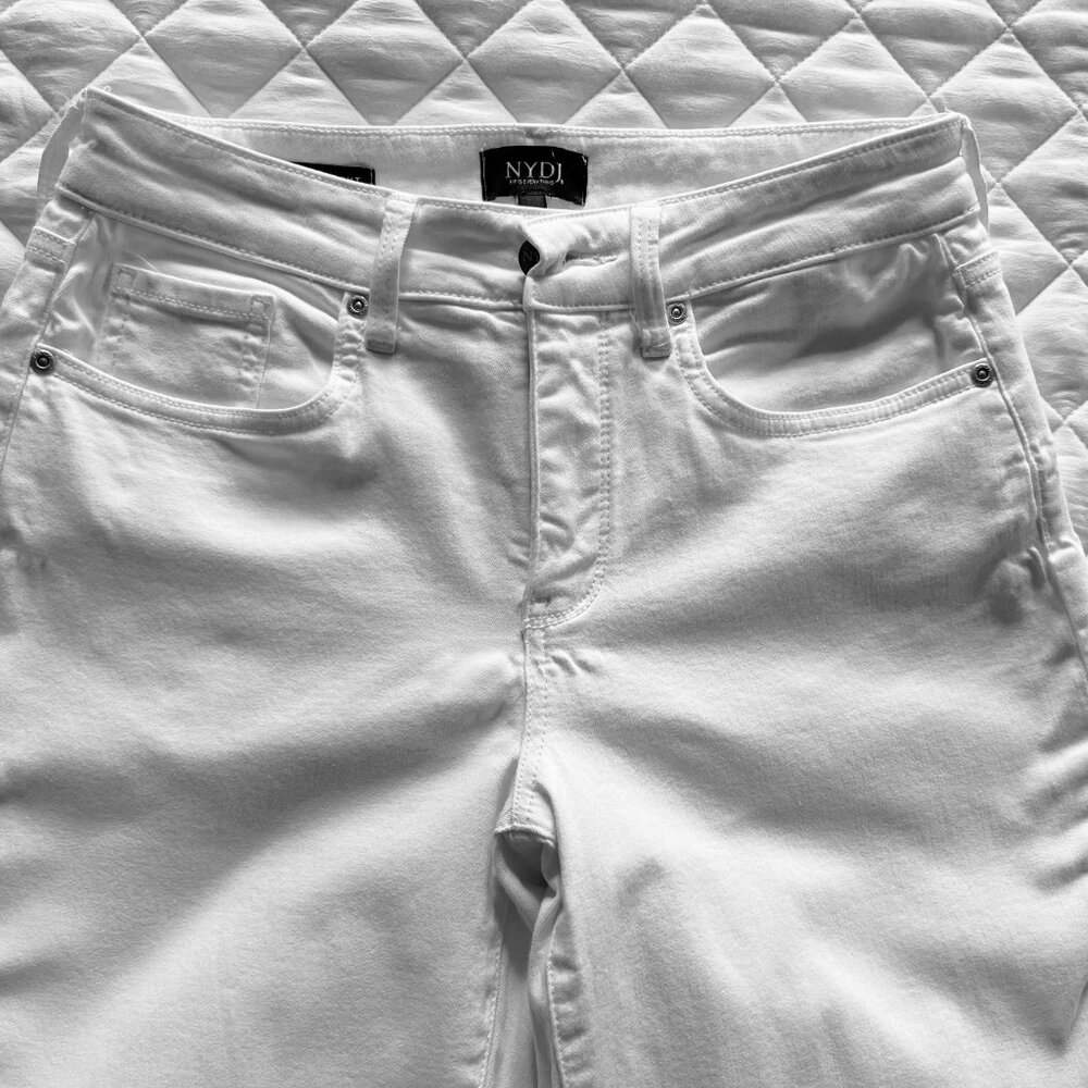 NYDJ White "Marilyn Straight" Cuffed Capris - Picture 2 of 6